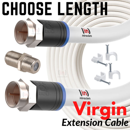 Virgin Media Extension Cable Lead Kit For TV Broadband Tivo Superhub With Clips White