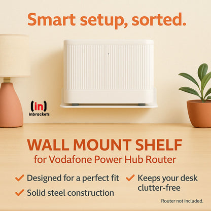 Wall Mount Shelf for Vodafone Power Hub Home Broadband WiFi Booster - White
