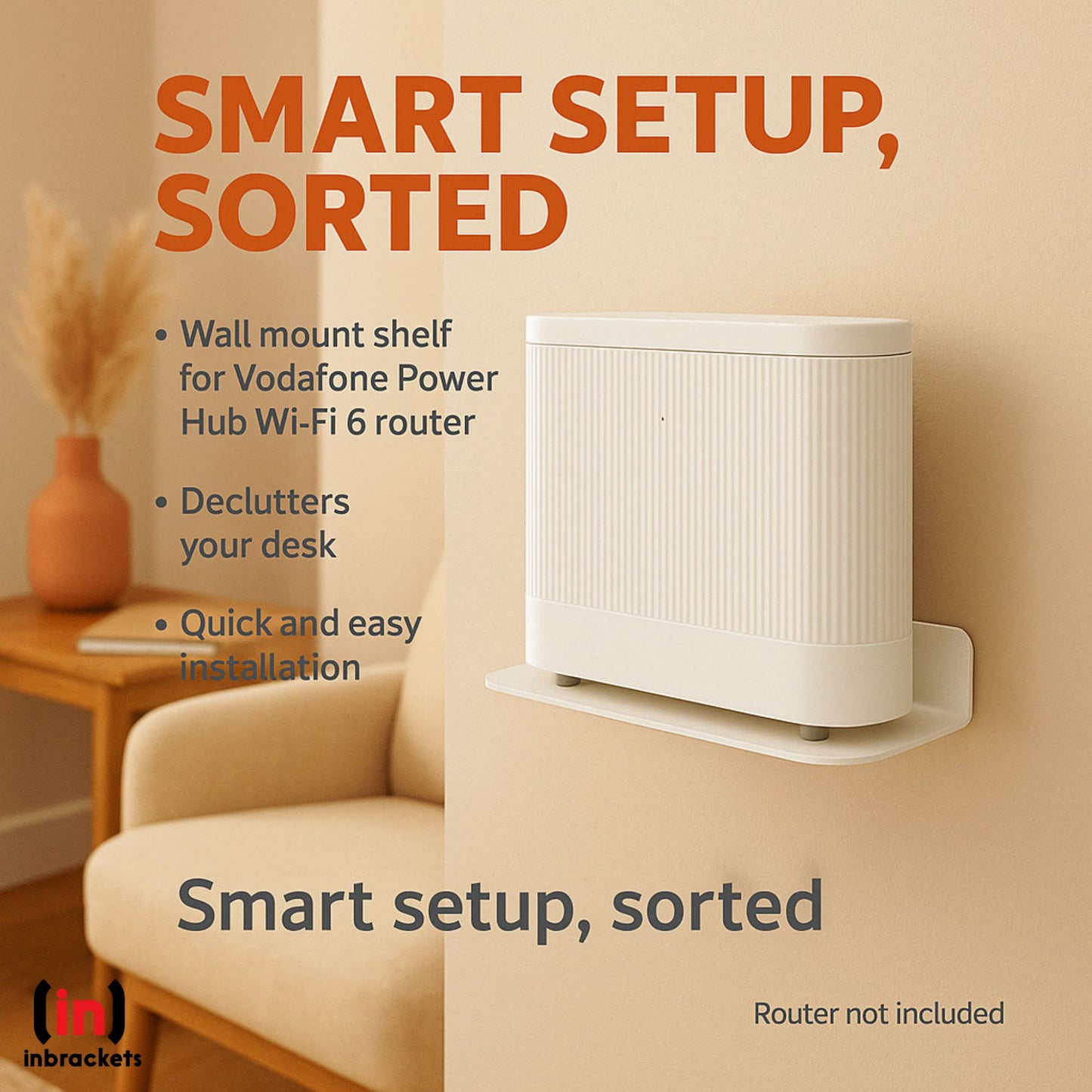Wall Mount Shelf for Vodafone Power Hub Home Broadband WiFi Booster - White