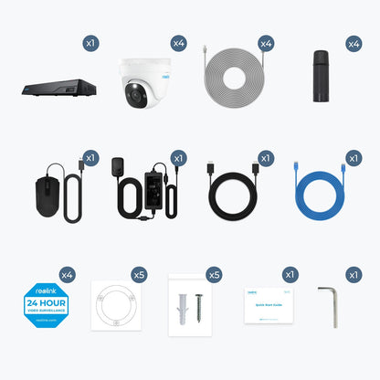 Reolink 8MP 4K PoE NVR 8-Channel with 4 Dome Cameras