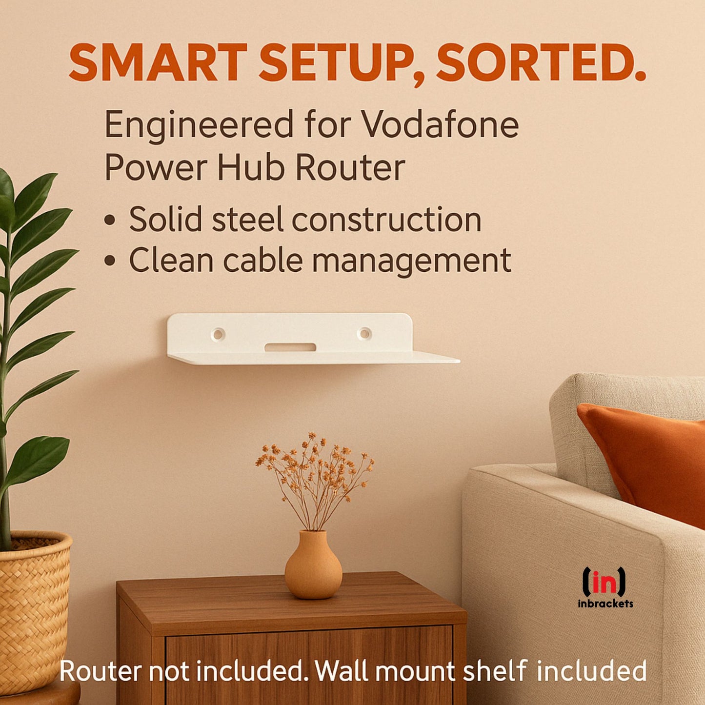 Wall Mount Shelf for Vodafone Power Hub Home Broadband WiFi Booster - White