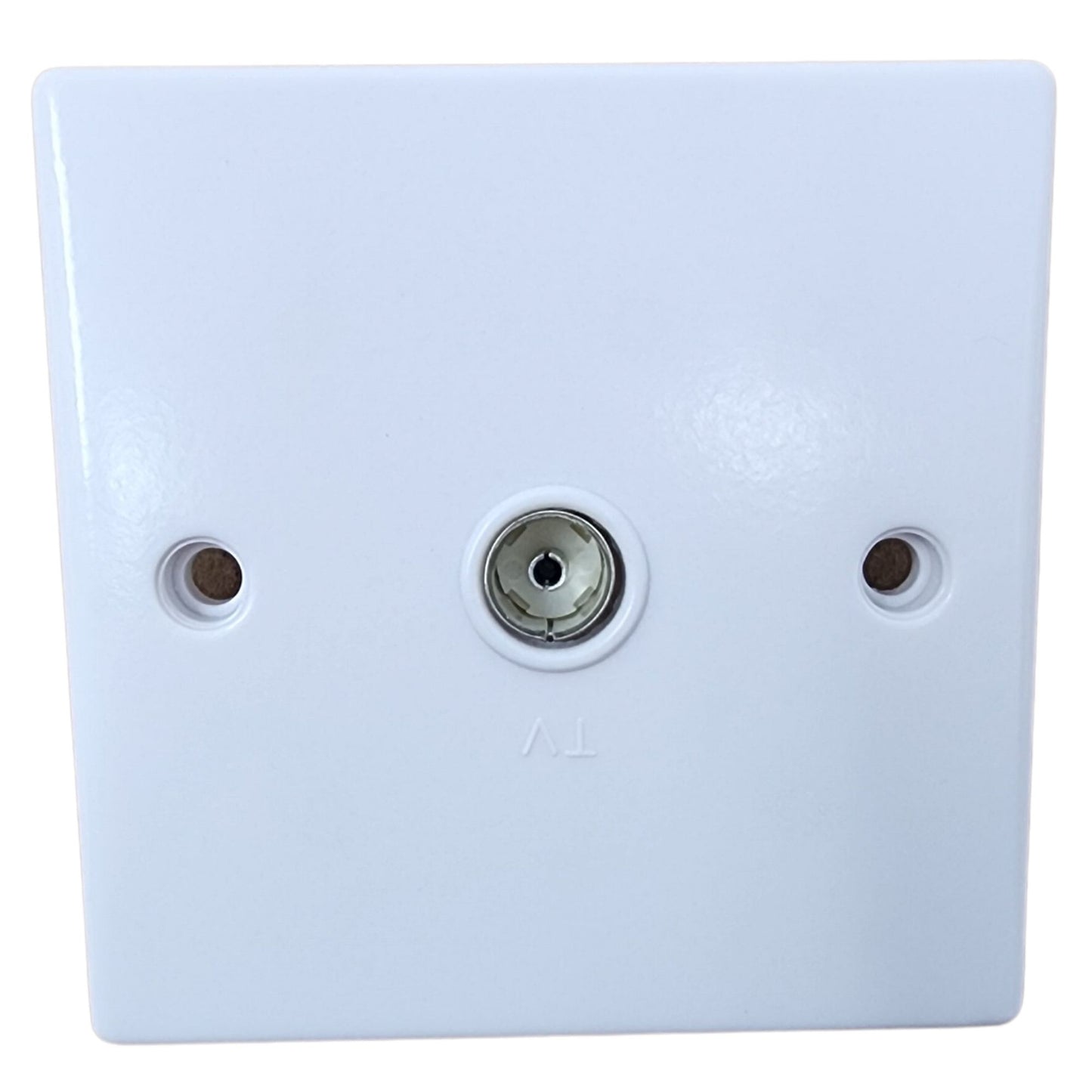 Single Gang White Coaxial Socket Faceplate for T.V. Aerial