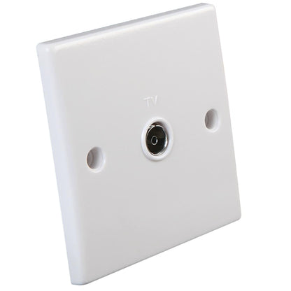 Single Gang White Coaxial Socket Faceplate for T.V. Aerial