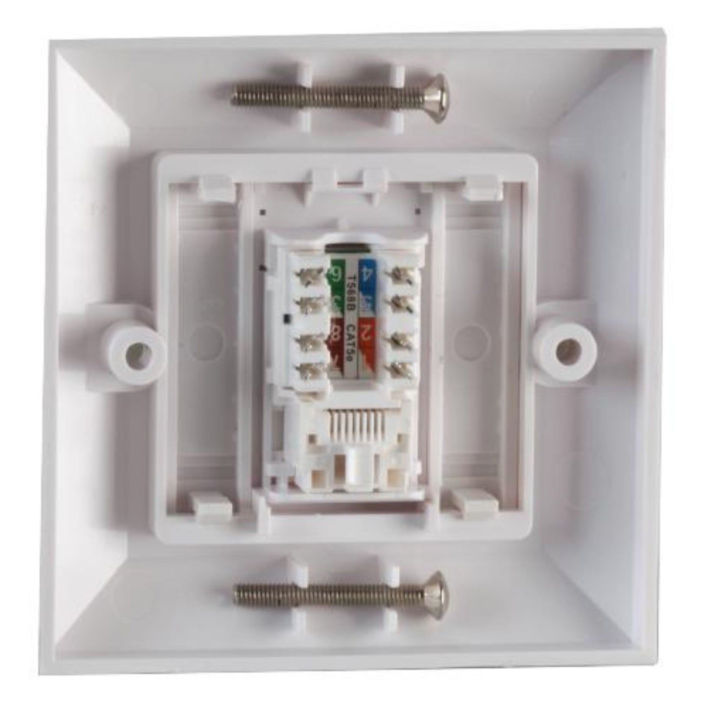 RJ45 CAT5e Faceplate with Single Socket and IDC Keystone Jack Punchdown White - Durable Single Gang Module for Easy Home or Office Networking