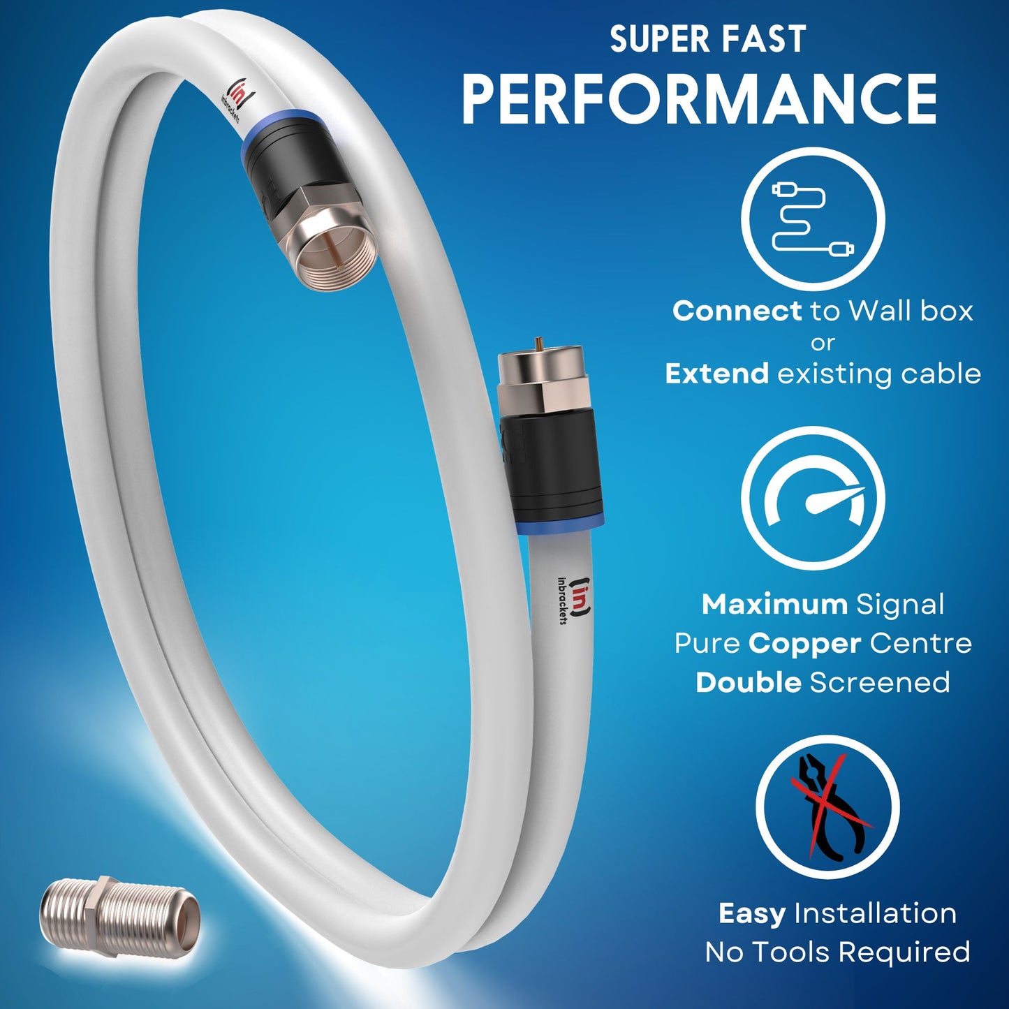 Virgin Media Extension Cable Lead Kit For TV Broadband Tivo Superhub With Clips White