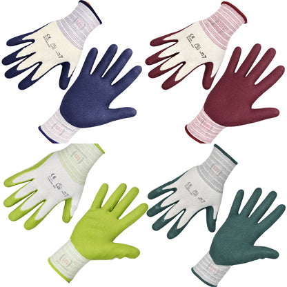 Inbrackets Gardening Gloves 3 Pack Latex Foam Grip
