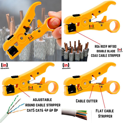 BNC Compression Tool with 20 BNC Compression Connectors & Coax Cable Stripper - Professional