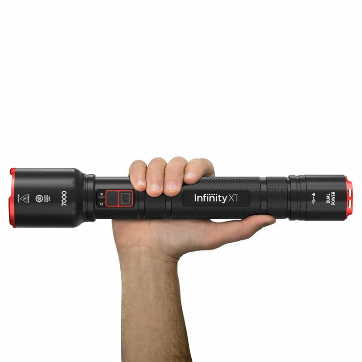 Infinity X1 Ultra-Bright 7000 Lumen Rechargeable Dual Power LED Flashlight Torch