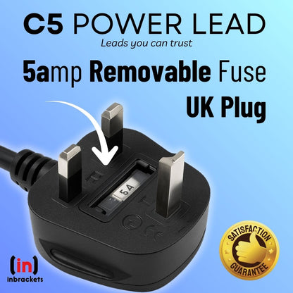 C5 “Cloverleaf” Mains Power Lead IEC C5 TO UK 3 PIN PLUG