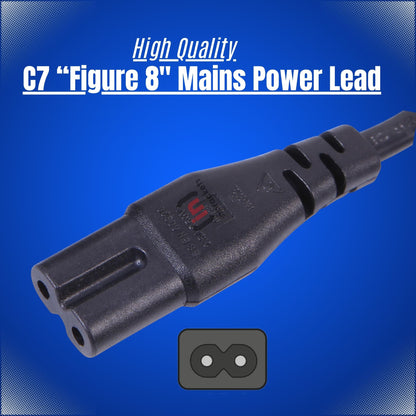 2m UK Plug to Figure 8 C7 Power Cable PS4 PS5 TV Xbox Series X