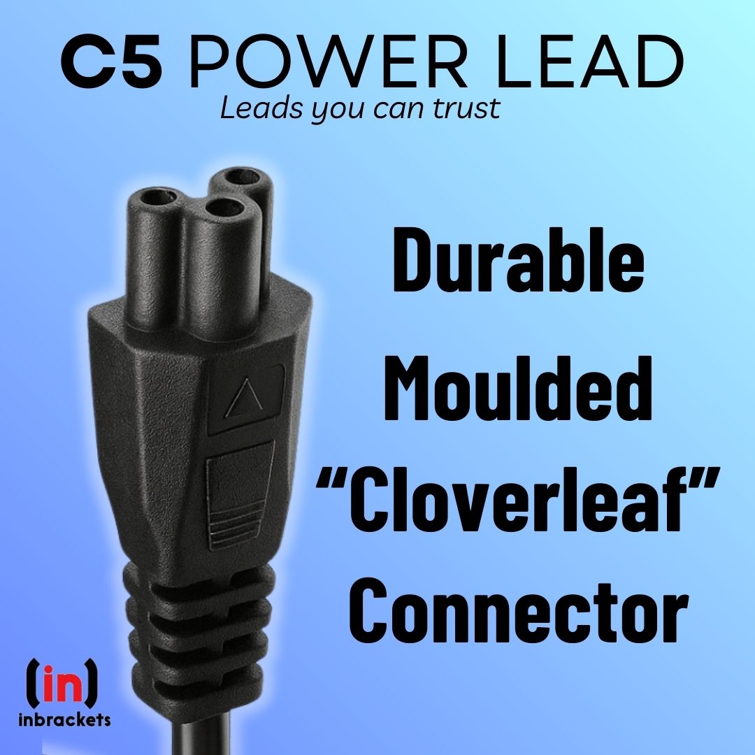 C5 “Cloverleaf” Mains Power Lead IEC C5 TO UK 3 PIN PLUG