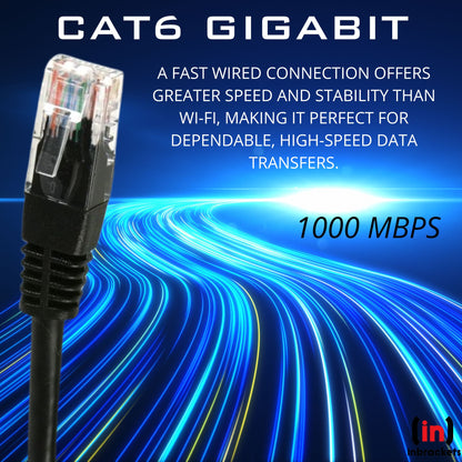 Cat 6 Ethernet Cable RJ45 High Speed Patch Lead Gigabit Network 2 m Black