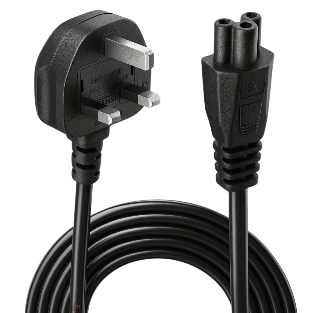 C5 “Cloverleaf” Mains Power Lead IEC C5 TO UK 3 PIN PLUG