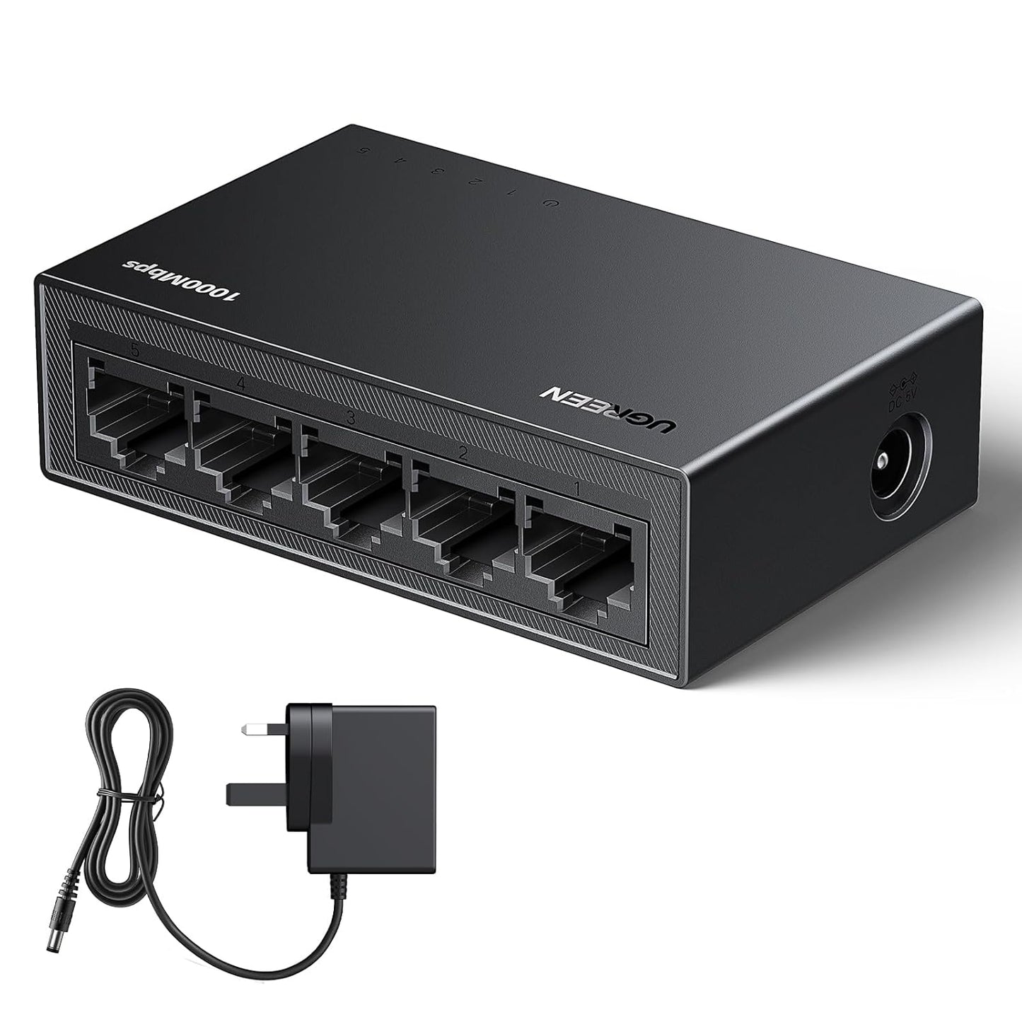 UGREEN 5-Port Gigabit Ethernet Switch Hub: High-Speed, Plug & Play LAN Splitter