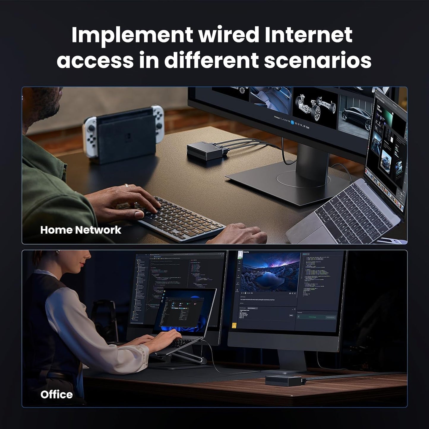 UGREEN 5-Port Gigabit Ethernet Switch Hub: High-Speed, Plug & Play LAN Splitter