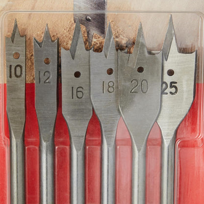 kwb 6-Piece Flat Drill Set for Wood 10–25mm C45 Steel