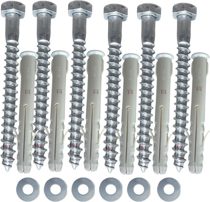 Inbrackets M8 x 80mm Heavy-Duty Masonry Fixing Bolt Kit Plugs