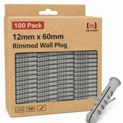Inbrackets Rimmed Nylon Wall Plugs 12 x 60mm Heavy Duty