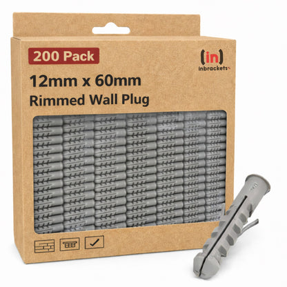 Inbrackets Rimmed Nylon Wall Plugs 12 x 60mm Heavy Duty