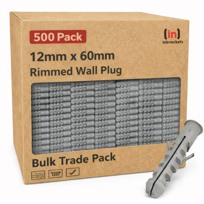 Inbrackets Rimmed Nylon Wall Plugs 12 x 60mm Heavy Duty