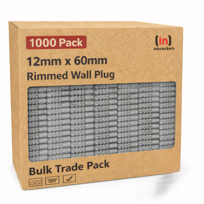 Inbrackets Rimmed Nylon Wall Plugs 12 x 60mm Heavy Duty