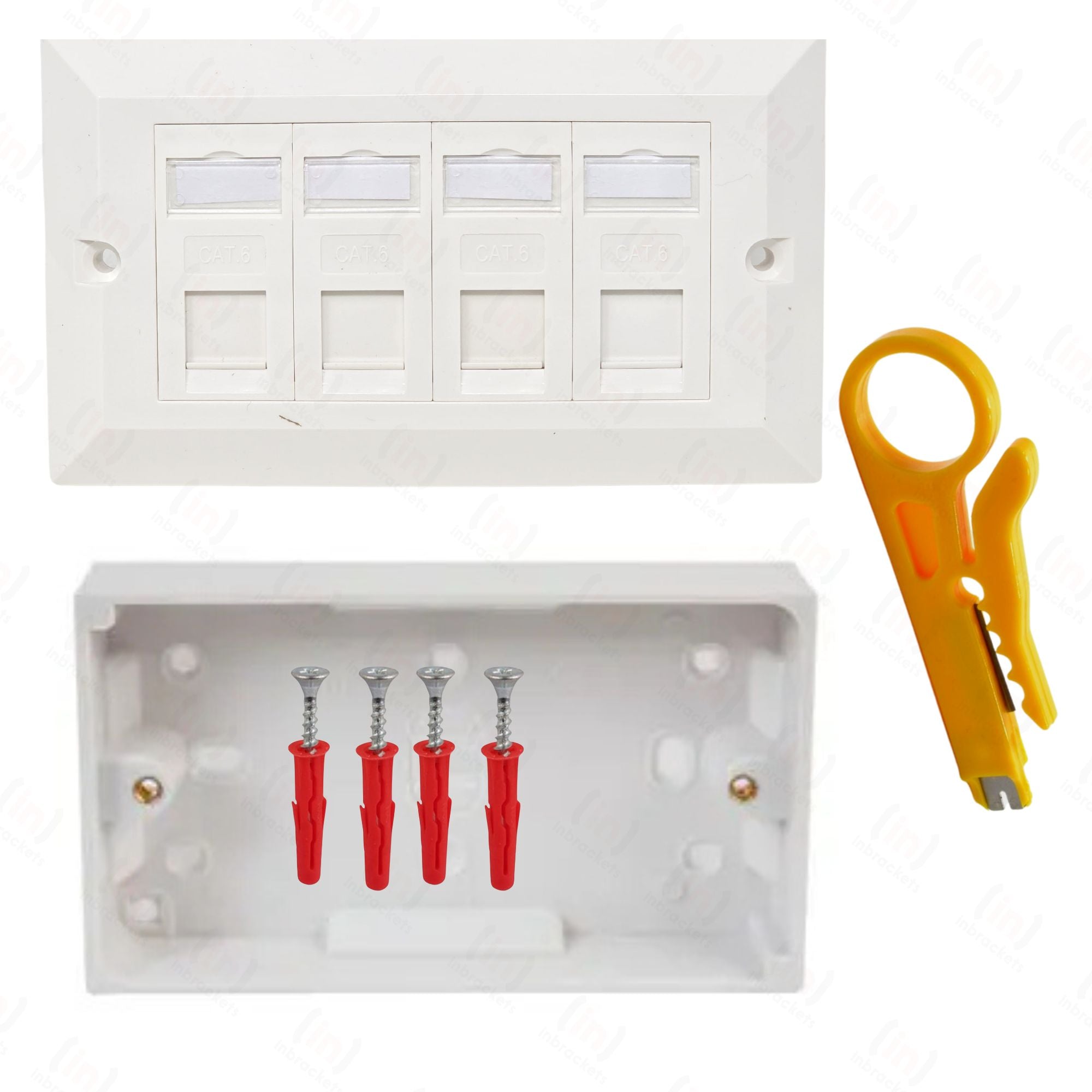 Cat6 RJ45 Face Plate Network Ethernet data Wall socket FacePlate 4 Por ...