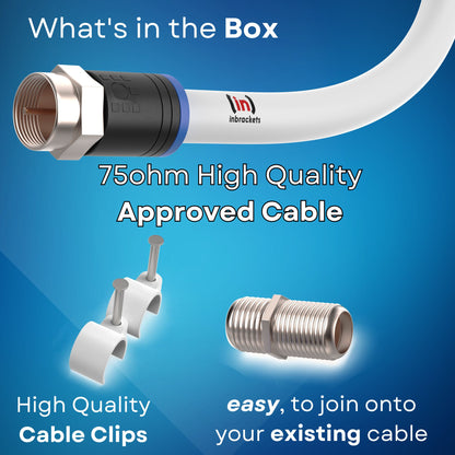 Virgin Media Extension Cable Lead Kit For TV Broadband Tivo Superhub With Clips White