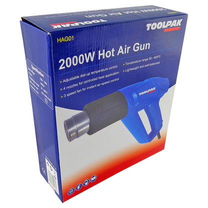 2000W Professional Hot Air Heat Gun with 4 Nozzles ToolPak