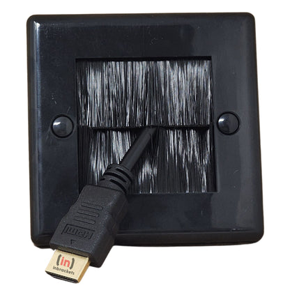 Versatile Brush Faceplate Cable Exit/Entry Wall Cover - Choose Single or Double Gang, Black or White