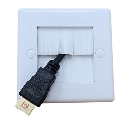 Versatile Brush Faceplate Cable Exit/Entry Wall Cover - Choose Single or Double Gang, Black or White