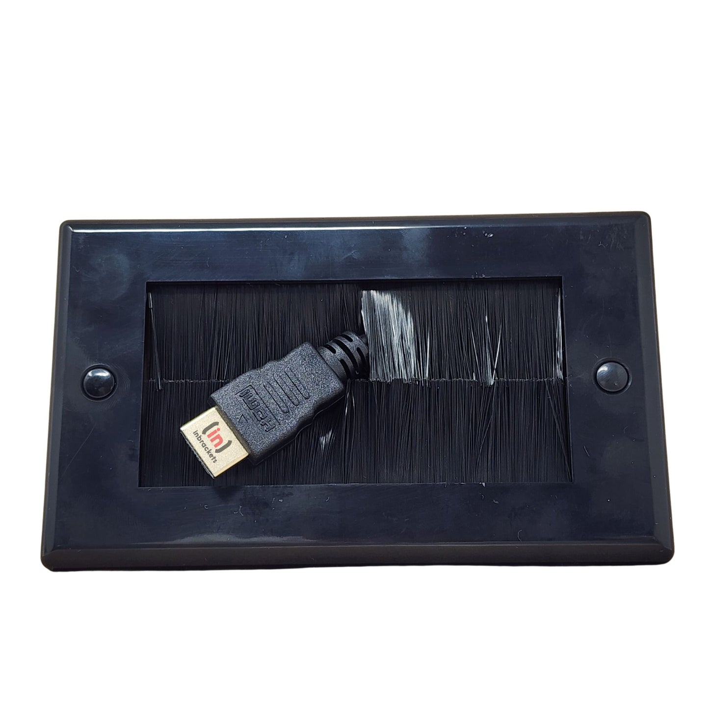 Versatile Brush Faceplate Cable Exit/Entry Wall Cover - Choose Single or Double Gang, Black or White