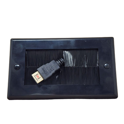 Versatile Brush Faceplate Cable Exit/Entry Wall Cover - Choose Single or Double Gang, Black or White