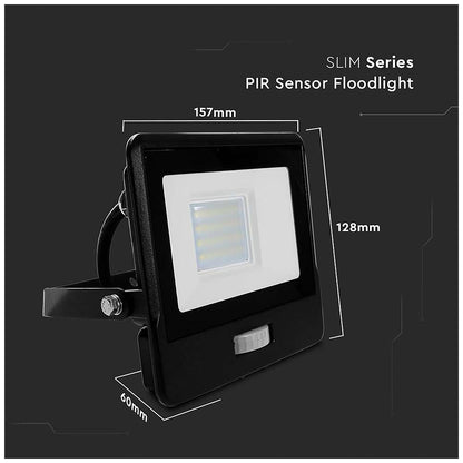 V-TAC 20W LED PIR Floodlight 3000K 1510lm Black IP65 Sensor  VT-128S-1-B 20283
