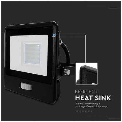 V-TAC 30W Slim PIR Floodlight 3000K 2340lm IP65 Black