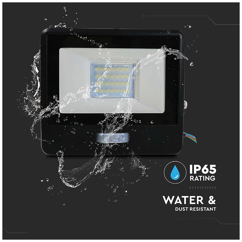V-TAC 20W LED PIR Floodlight 3000K 1510lm Black IP65 Sensor  VT-128S-1-B 20283