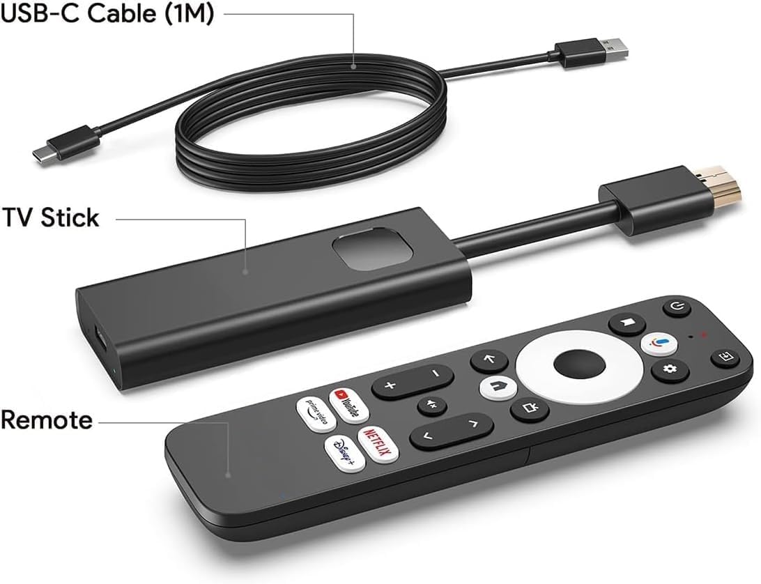 Dcolor GD1 4K Android TV Stick Netflix Certified KD3 Google Assistant voice remote Prime Video Chromecast Play Store Bluetooth 4K HDR 10+ Dolby Audio XM3 2.1 Dual Band WiFi USB-C GD 1