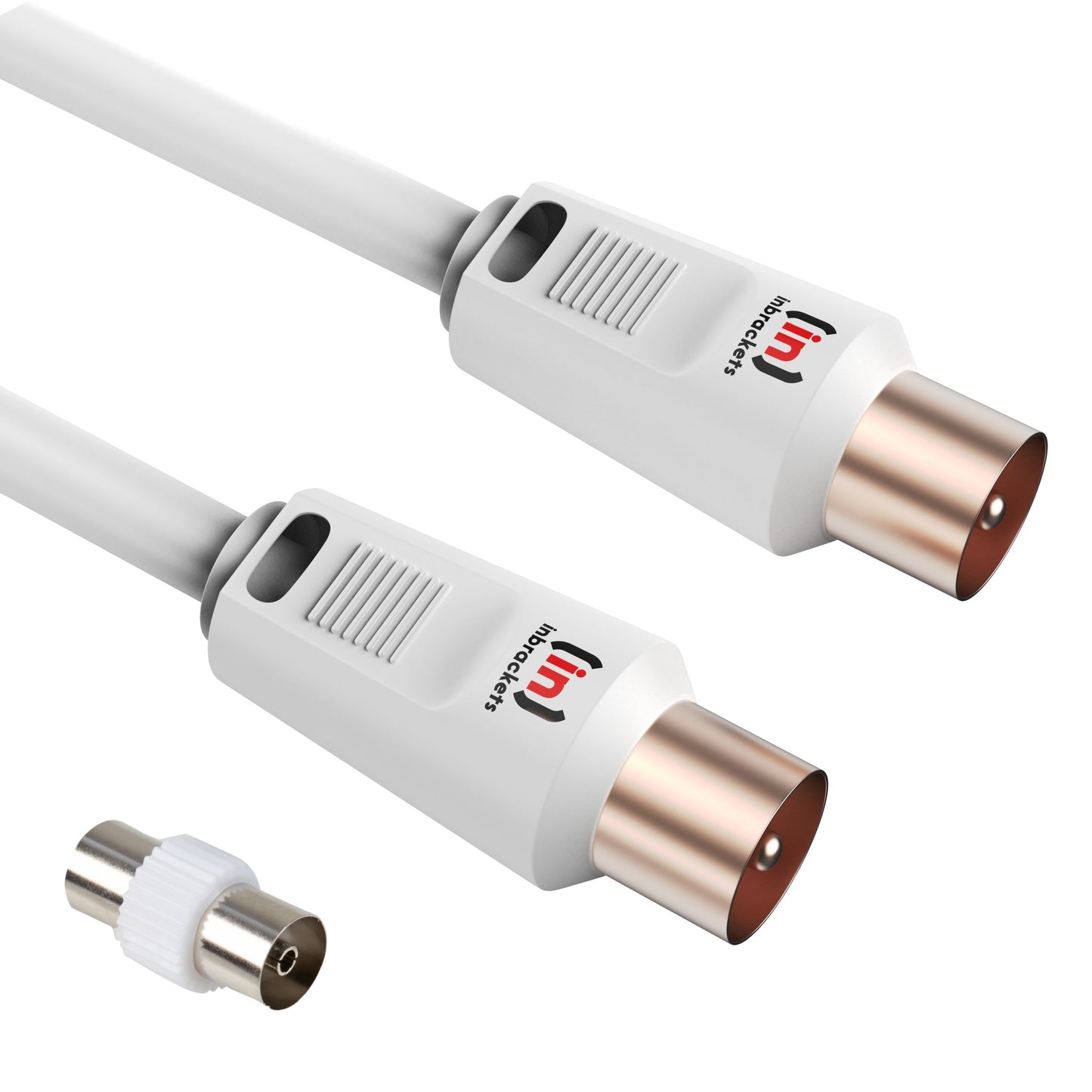 TV Aerial Coaxial Cable Male to Male - 75 Ohm, Shielded Connectors, Gold Plated for Satellite, Digital TV, and Antenna White