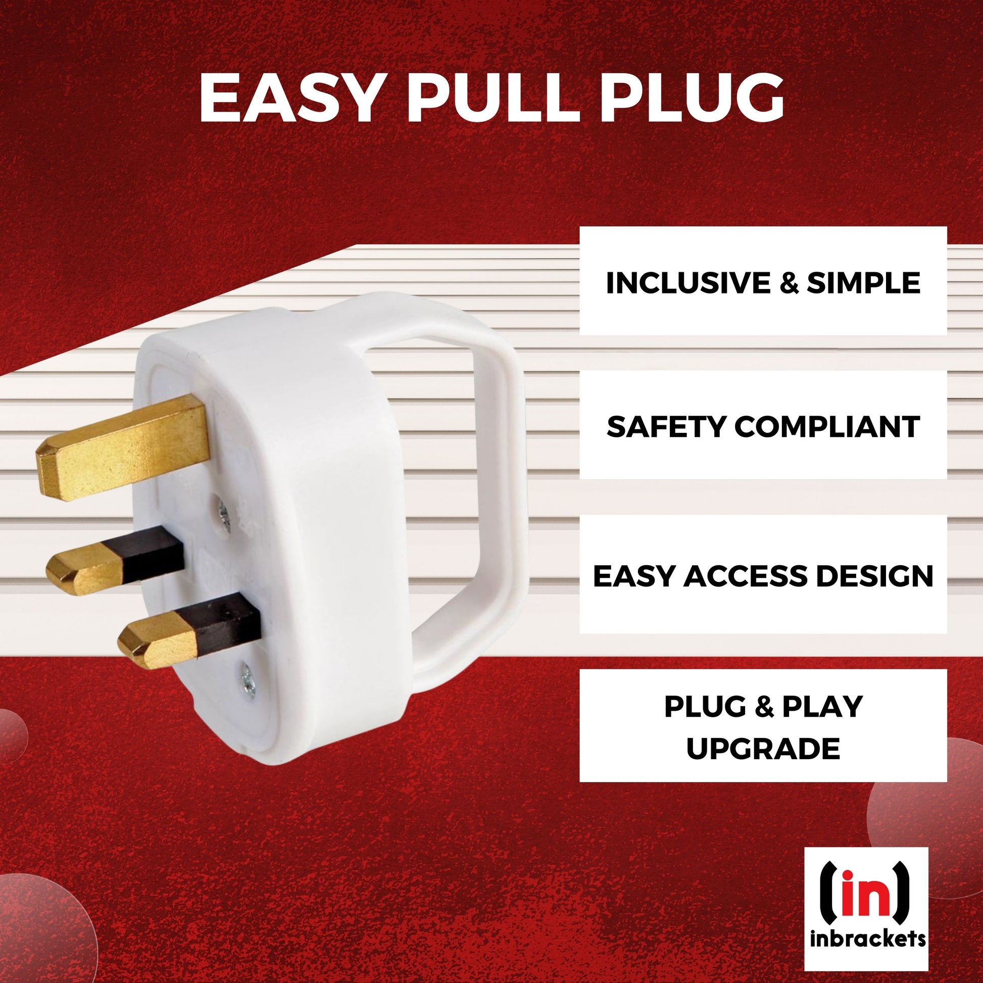 Easy Pull Plug 13A in Stylish Black or White – Inbrackets