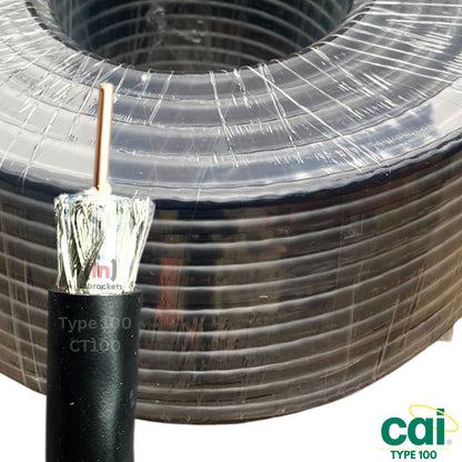 CT100 Satellite Digital TV Aerial Coax Cable Coaxial Type 100 CAI Approved UK Black