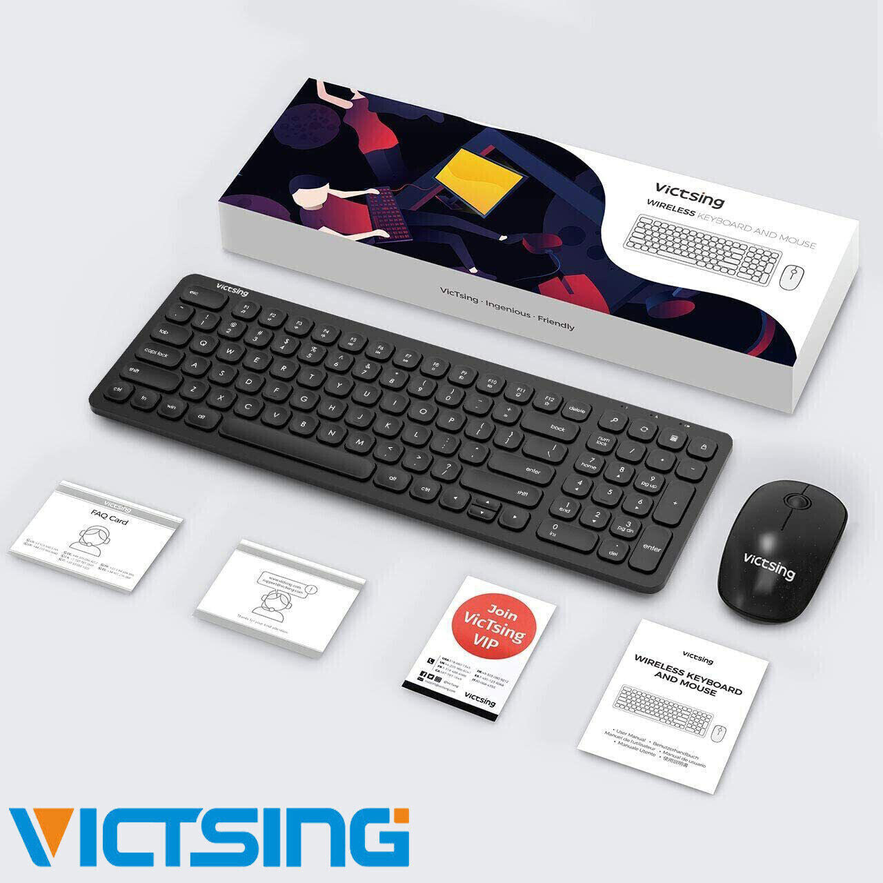 Wireless Keyboard And Mouse Set USB Dongle For PC Laptop Full Size 2.4GHz UK KEY