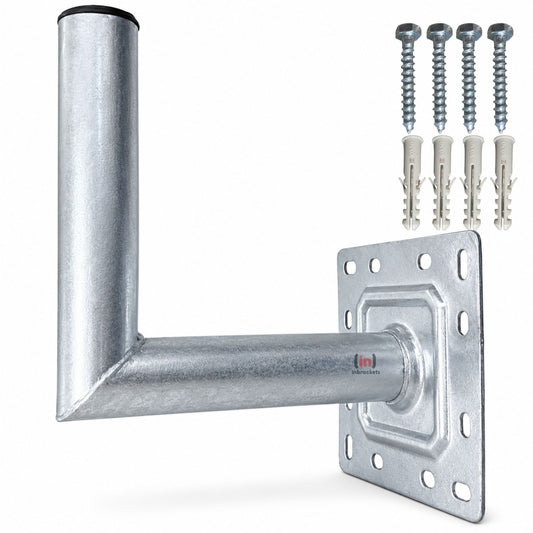Metal wall mount bracket with screws on a white background