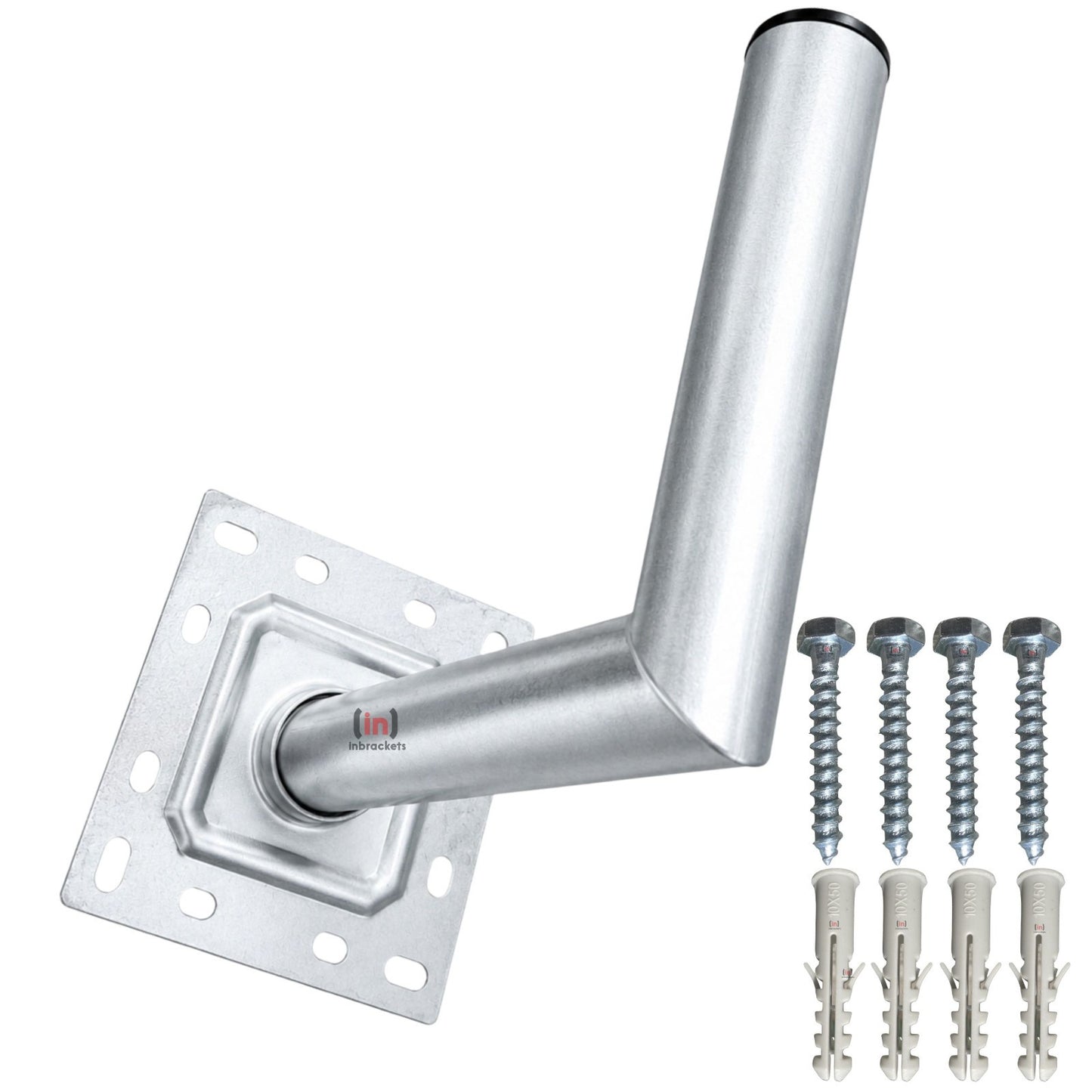 Metal Wall Mount Bracket with Screws on a White Background