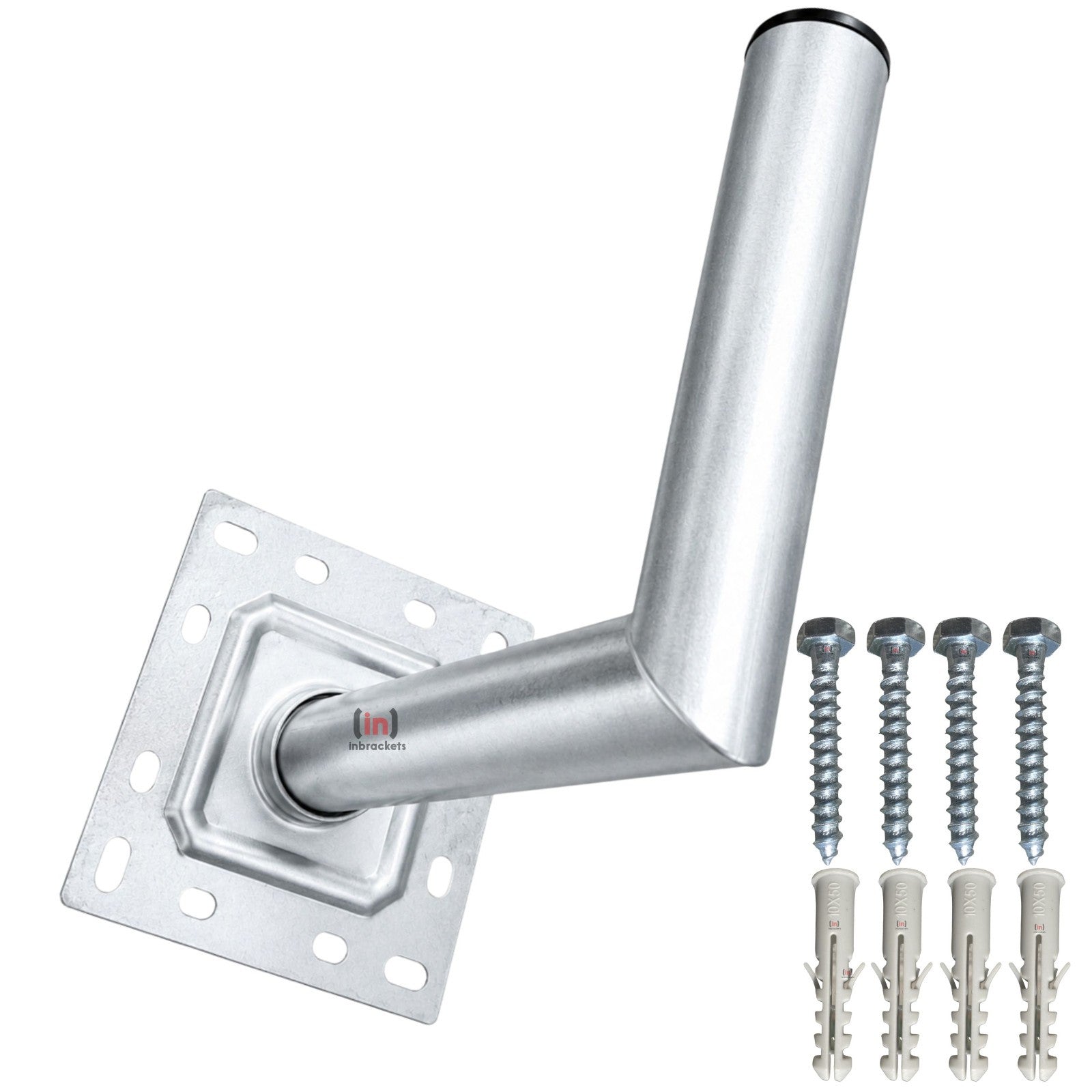 Metal Wall Mount Bracket with Screws on a White Background