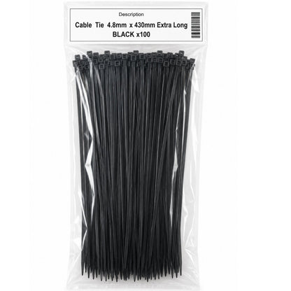Extra Long Cable Ties 430mm x 8mm Thick Strong Heavy Duty Zip Fasteners 100