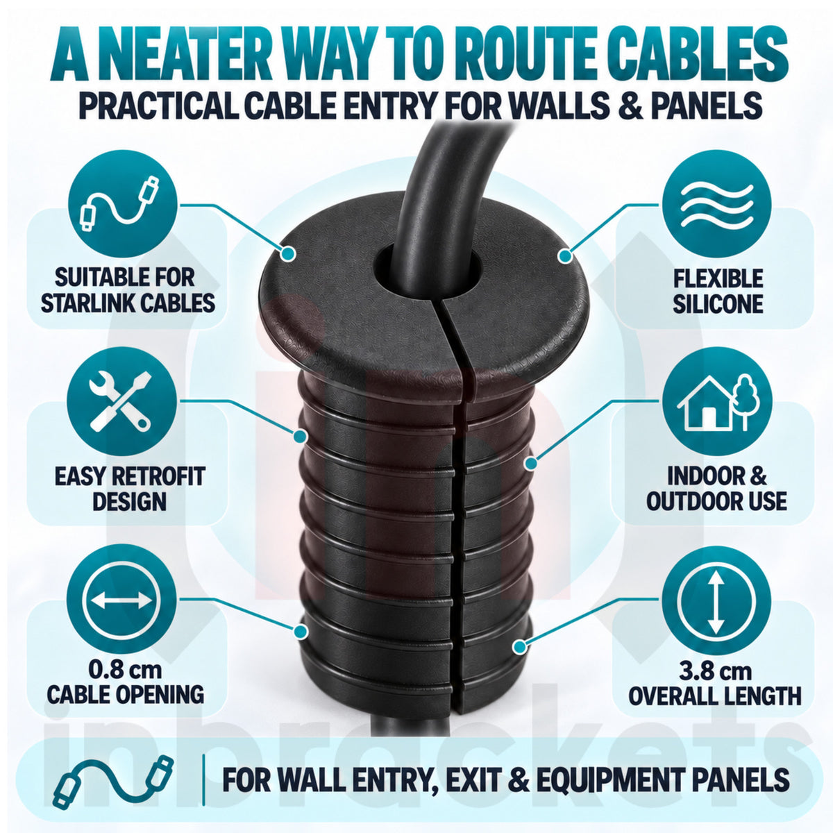 Cable Wall Grommet Silicone Split Cable Entry Bush Seal Cover hole tidy Starlink