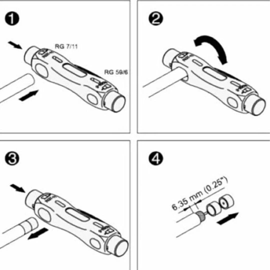 Precision Coax Ethernet Cable Stripper Tool RG59 RG6 Cat5 RJ45