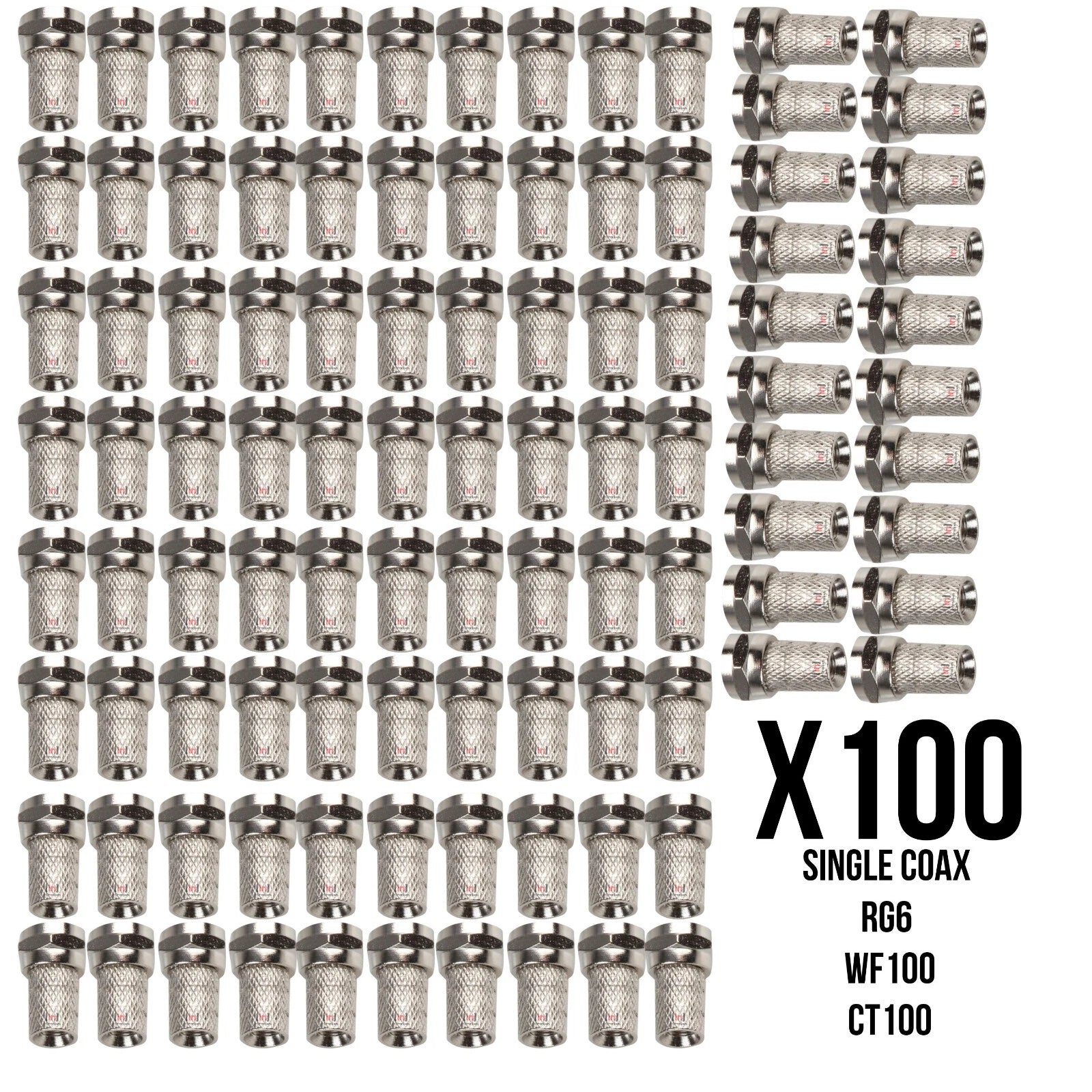 Premium Easy Twist-On F Connectors for RG6 WF100 TV Aerial Freesat