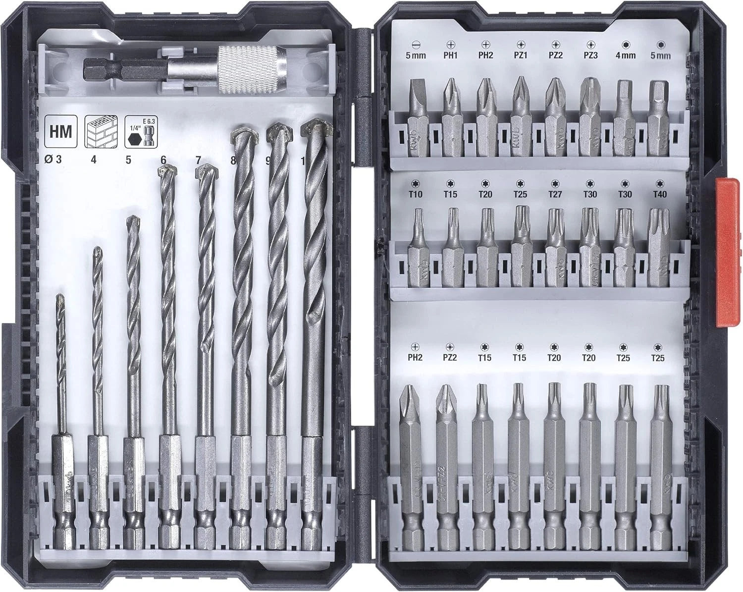 Kwb 33-Piece Hex Shank Masonry Drill & Screwdriver Bit Set for Impact Drivers