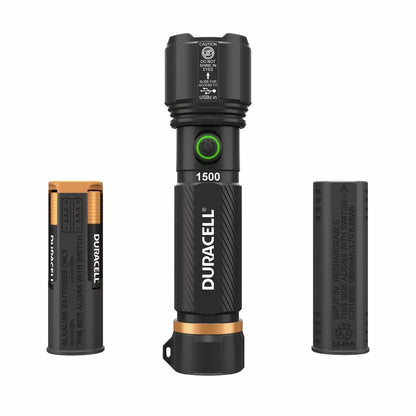 Duracell Torch 1500 Lumen Hybrid LED Flashlight Set 4 Pack USB-C Rechargeable