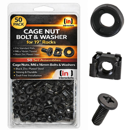 Black Cage Nuts Bolts Screws Washers for 19" Data Cabinet Rack Mount m6 50 / 100